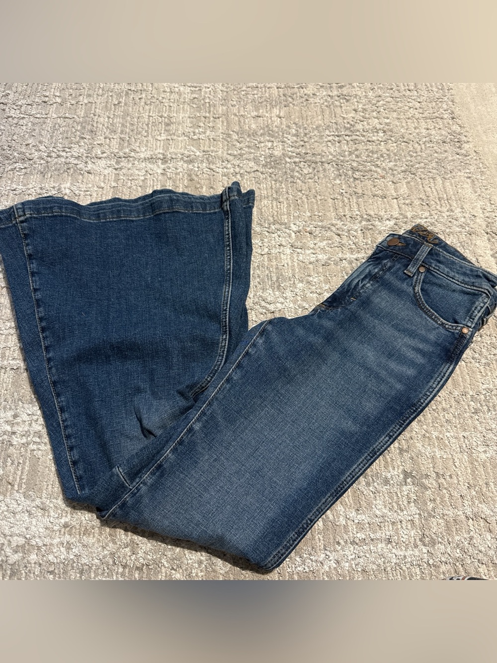 Wrangler Women's Blue Flare Jeans - Mid Wash
